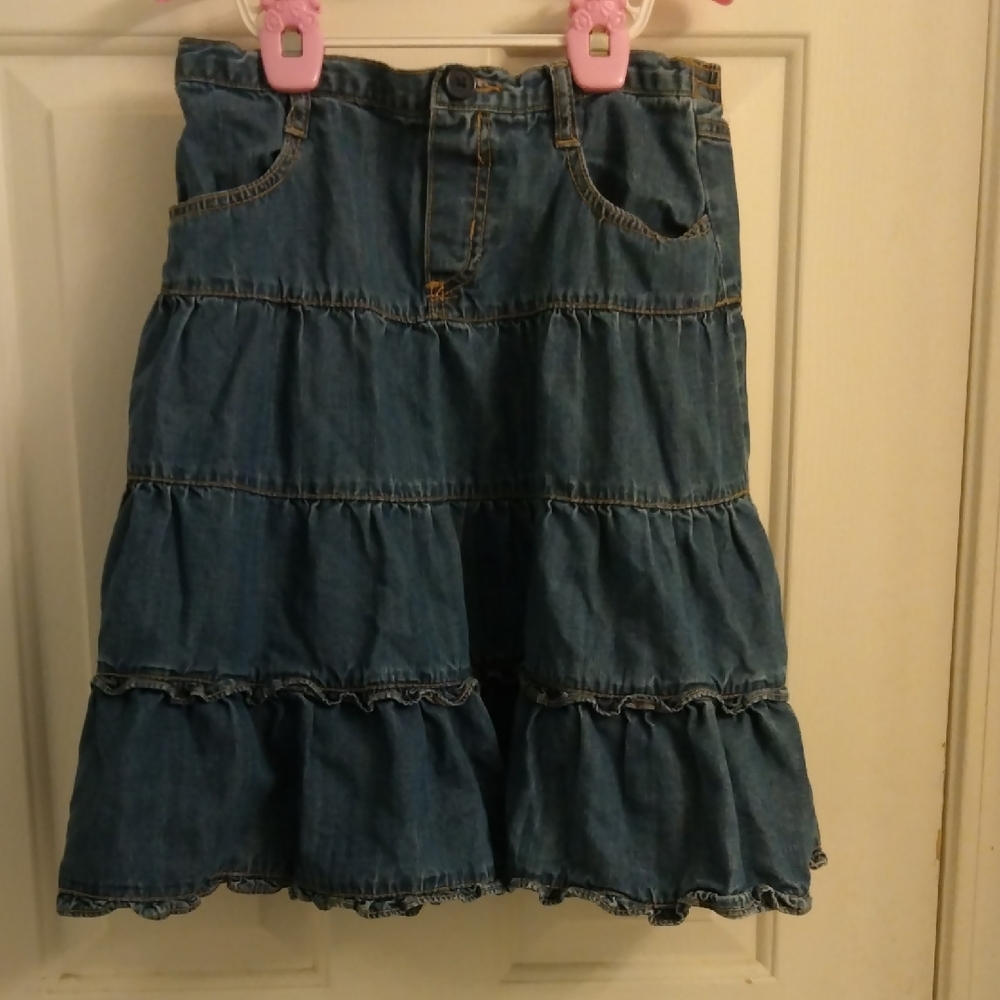 The Children's Place Blue Denim Tiered Midi Skirt